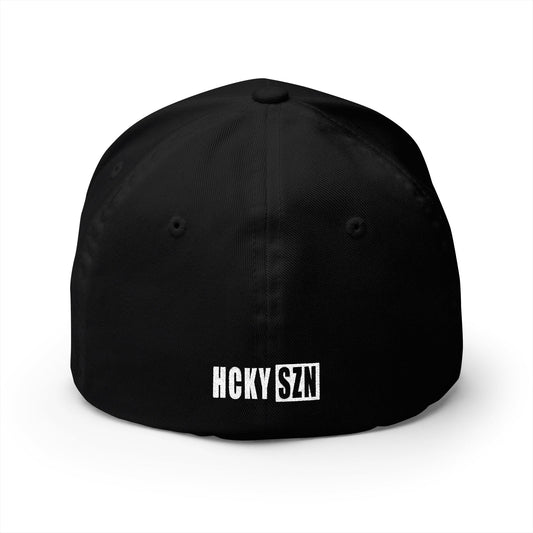 Upside Down HCKY SZN Embroidered Flex Fit Hat (Black/White)