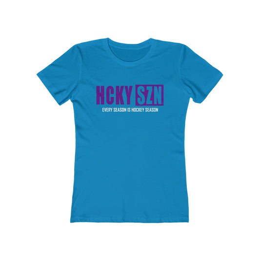 Every Season Is Hockey Season Women's Boyfriend Tee (Purple Logo) - Various Colors