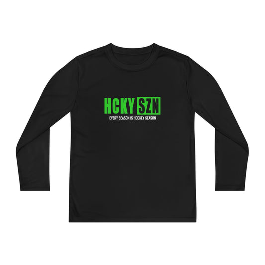 Every Season is HCKY SZN Youth Competitor Long Sleeve Tee (Lime Logo) - Various Colors