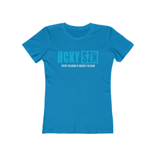 Every Season Is Hockey Season Women's Boyfriend Tee (Sky Blue Logo) - Various Colors