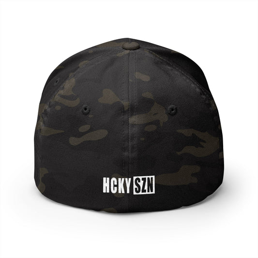 Upside Down HCKY SZN Embroidered Flex Fit Hat (Black Camo)