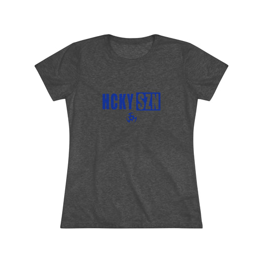 Women’s Hockey Vibe Triblend Tee (Royal Blue Logo)
