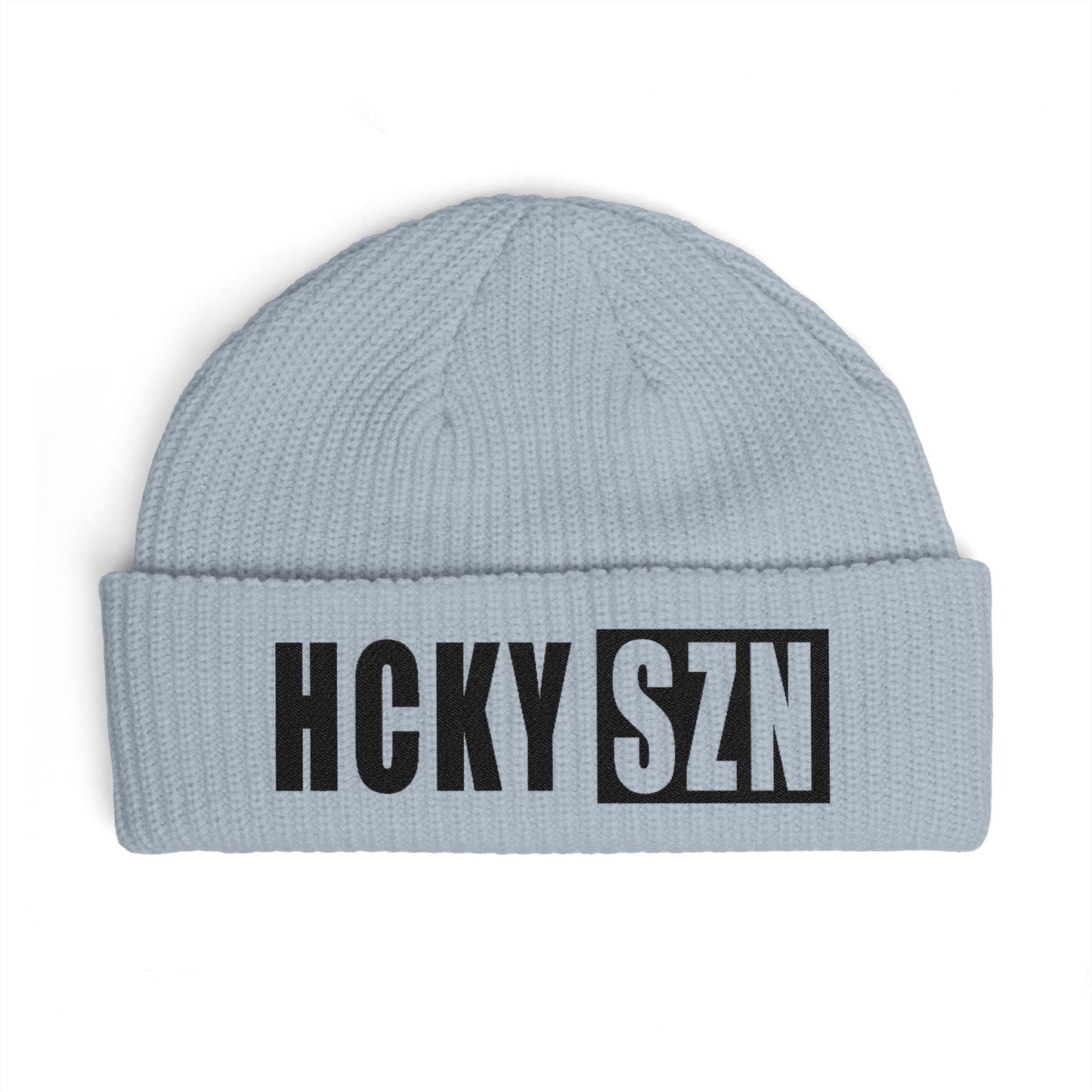 HCKY SZN Embroidered Fisherman Knit Beanie - Powder Blue