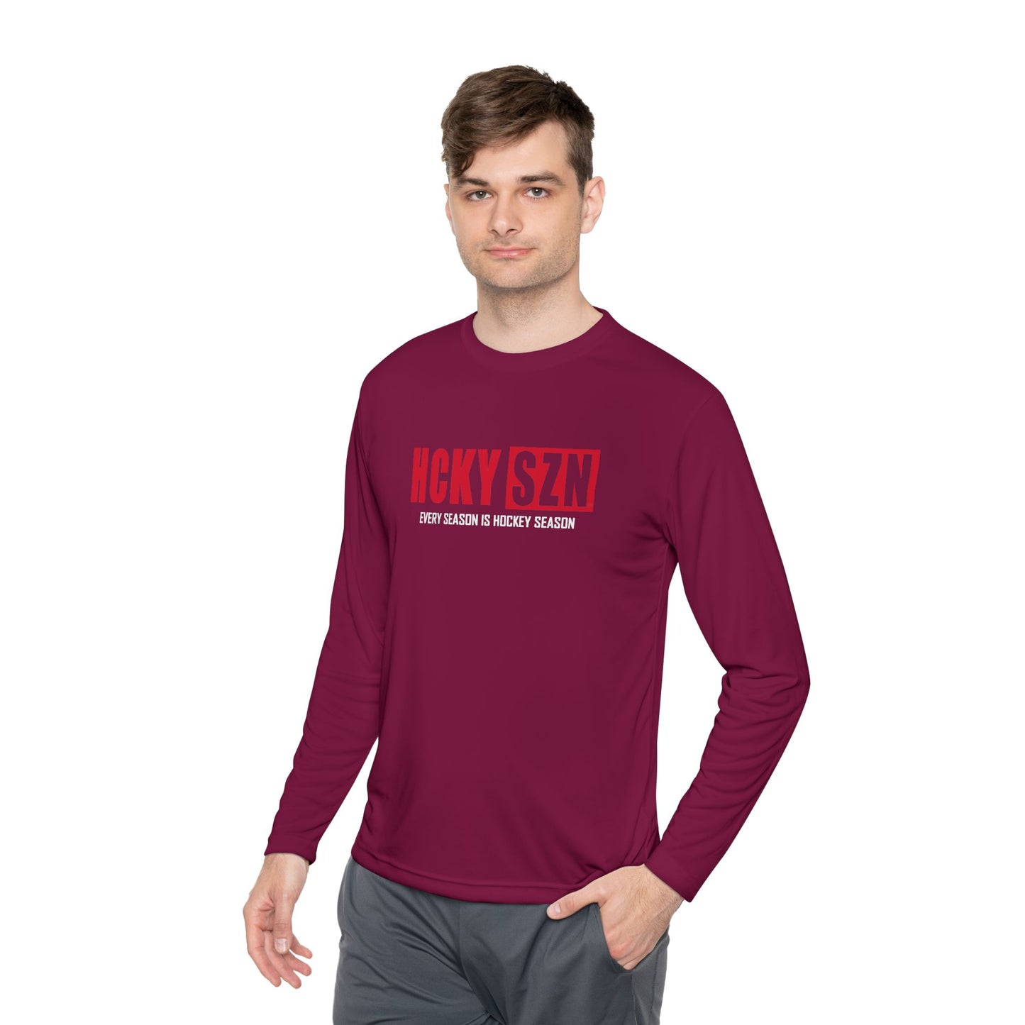Every Season is HCKYSZN Performance Long Sleeve Tee - Red Logo
