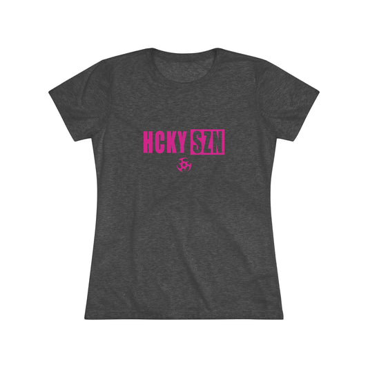 Women’s Hockey Vibe Triblend Tee (Hot Pink Logo)