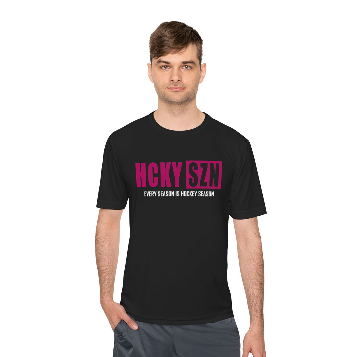 HCKYSZN Every Season Adult Performance Tee - Black/Raspberry