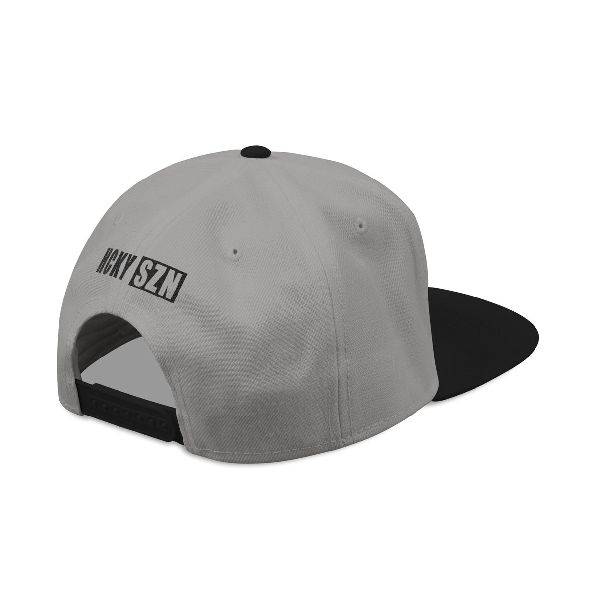 Upside Down HCKY SZN Embroidered Snapback Hat (Grey/Black)