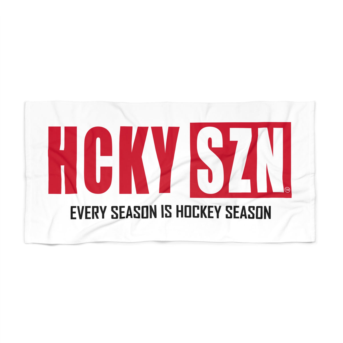 Every Season is HCKY SZN Beach Towel (White/Red)