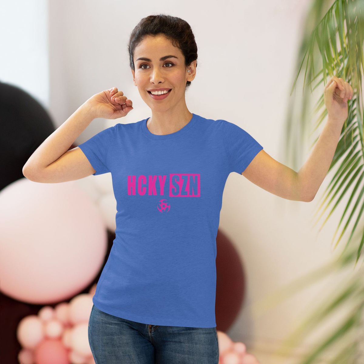 Women’s Hockey Vibe Triblend Tee (Hot Pink Logo)