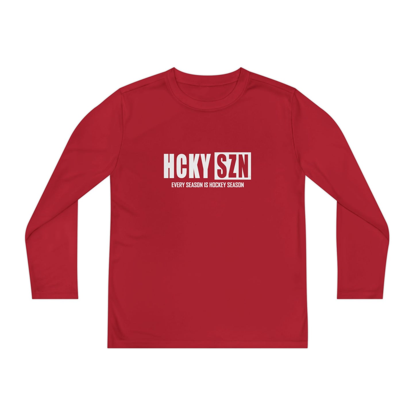 Every Season is HCKY SZN Youth Competitor Long Sleeve Tee (White Logo) - Various Colors