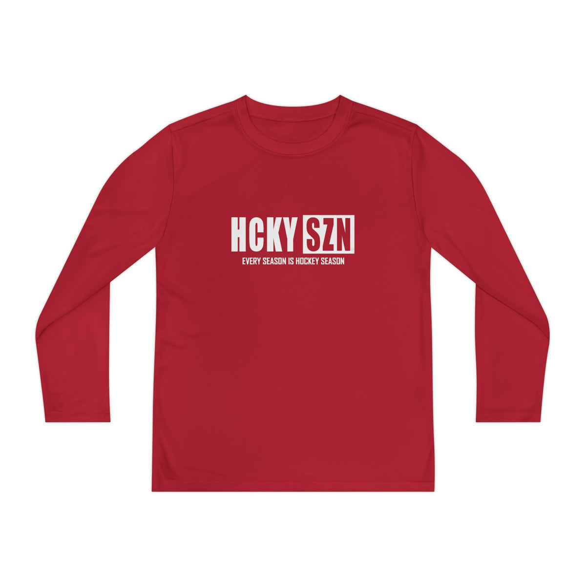 Every Season is HCKYSZN Youth Performance Long Sleeve Tee - White Logo