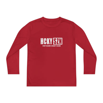 Every Season is HCKY SZN Youth Competitor Long Sleeve Tee (White Logo) - Various Colors