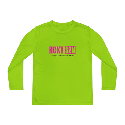Every Season is HCKY SZN Youth Competitor Long Sleeve Tee (Hot Pink Logo) - Various Colors