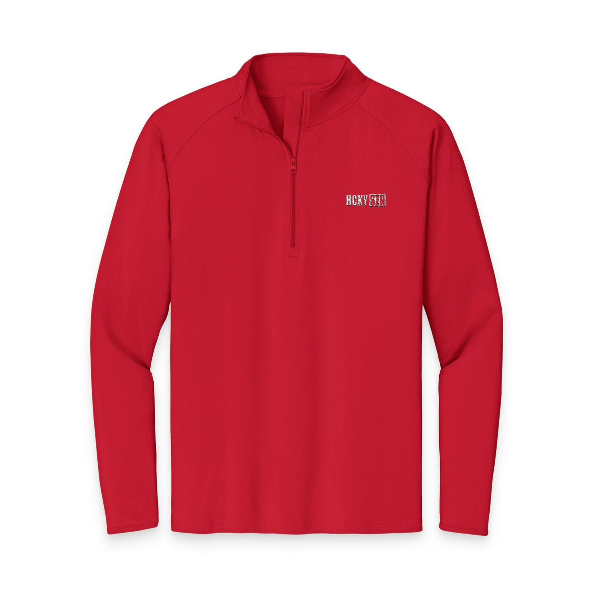 HCKY SZN Embroidered Quarter-Zip Pullover (Red/White)