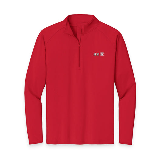 HCKY SZN Embroidered Quarter-Zip Pullover (Red/White)
