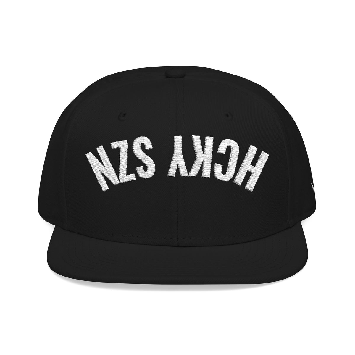 Upside Down HCKY SZN Embroidered Snapback Hat (Black)
