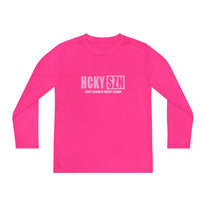 Every Season is HCKY SZN Youth Competitor Long Sleeve Tee (Pink Logo) - Various Colors