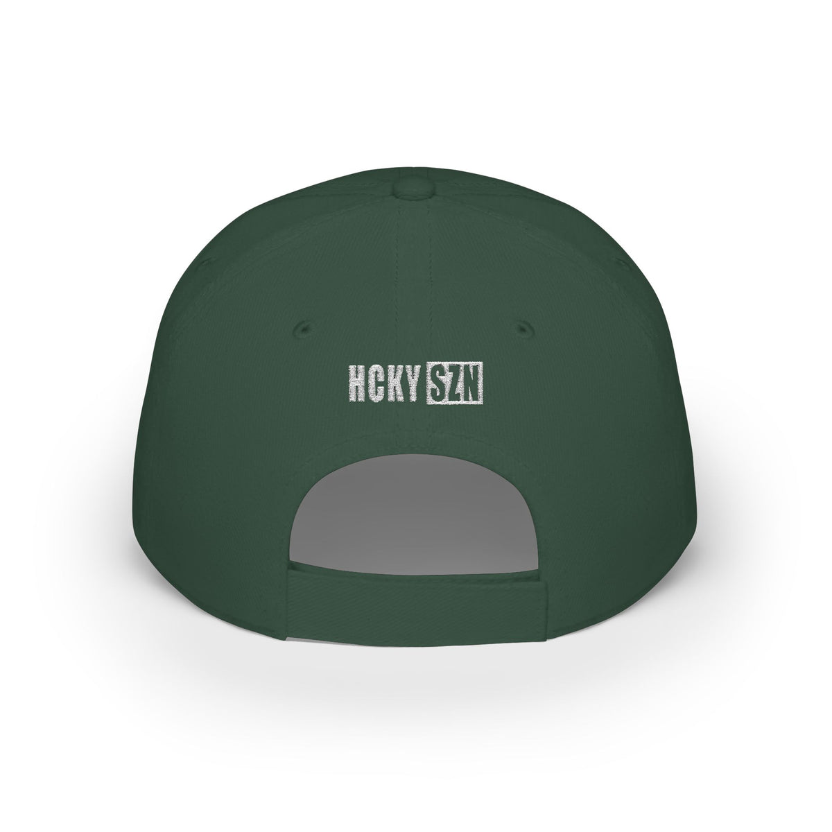 HCKY SZN Low Profile Embroidered Baseball Cap - Forest Green (White Logo)