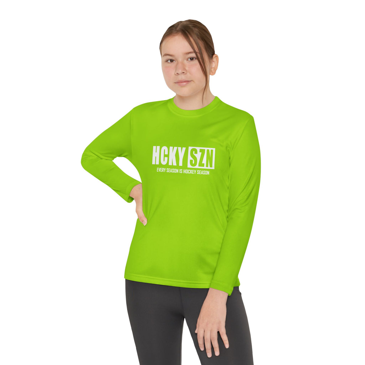 Every Season is HCKYSZN Youth Performance Long Sleeve Tee - White Logo