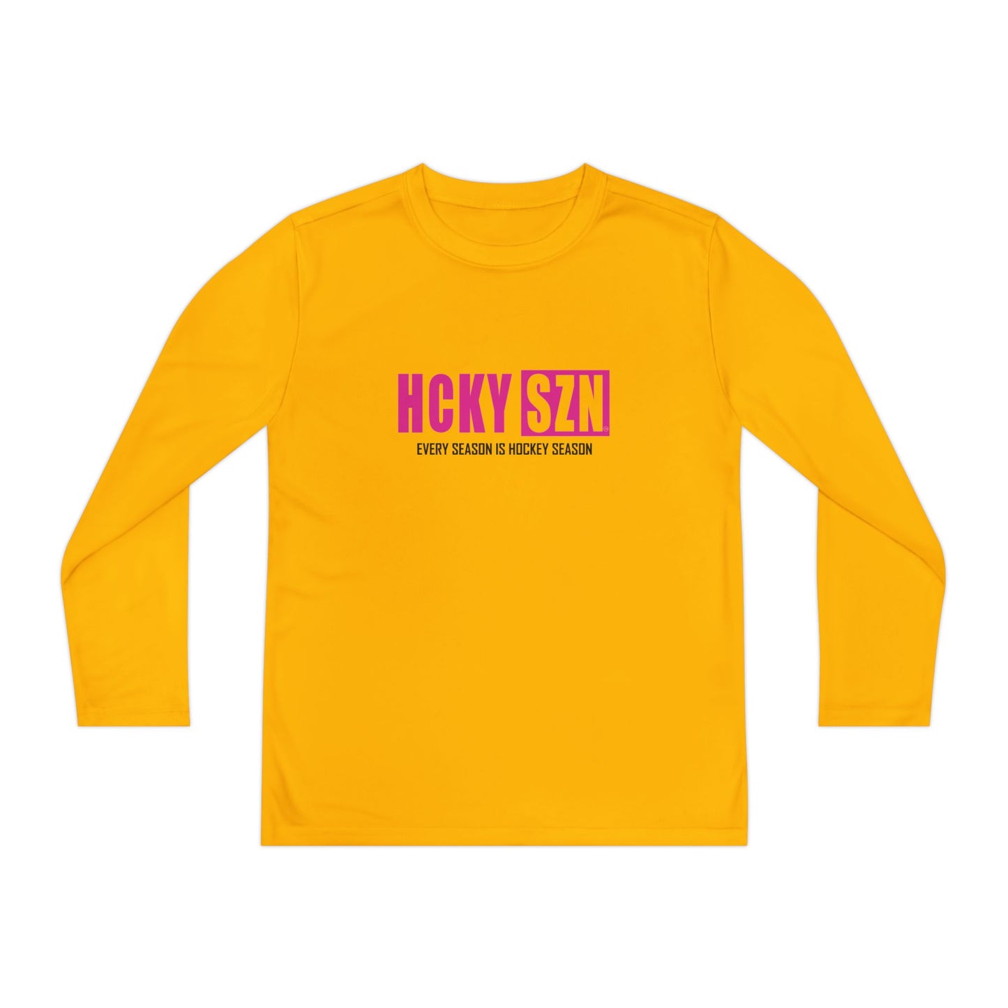 Every Season is HCKY SZN Youth Competitor Long Sleeve Tee (Hot Pink Logo) - Various Colors