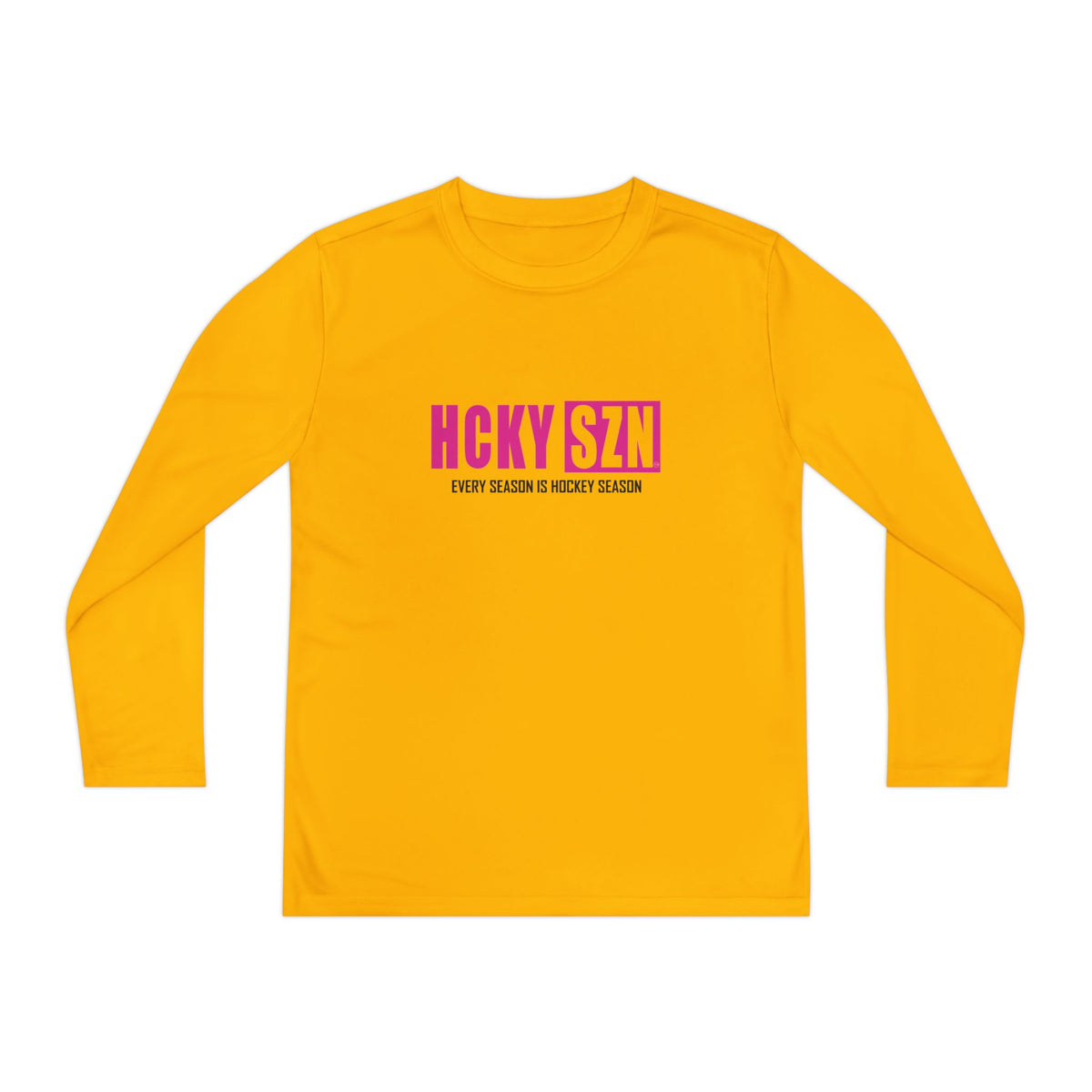 Every Season is HCKY SZN Youth Competitor Long Sleeve Tee (Hot Pink Logo) - Various Colors
