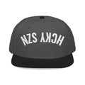 Upside Down HCKY SZN Embroidered Snapback Hat (Black/Charcoal)