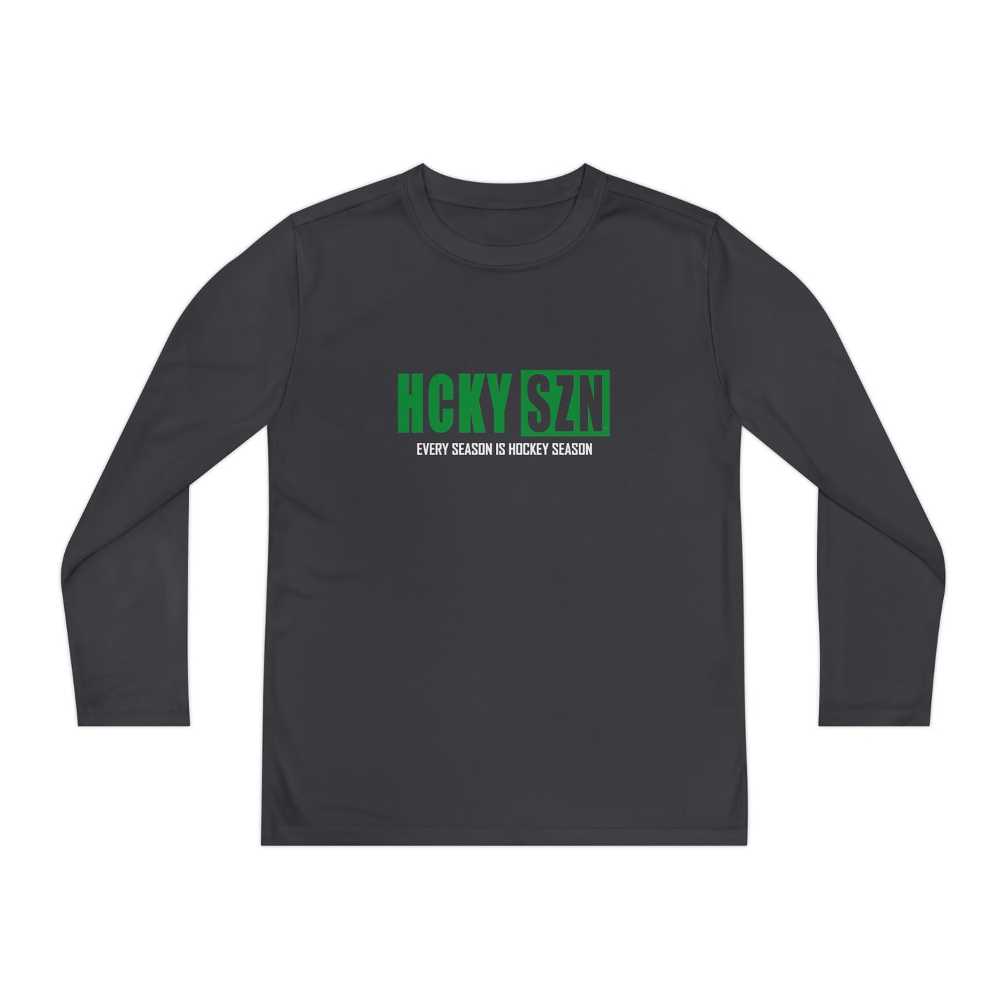 Every Season is HCKY SZN Youth Competitor Long Sleeve Tee (Green Logo) - Various Colors