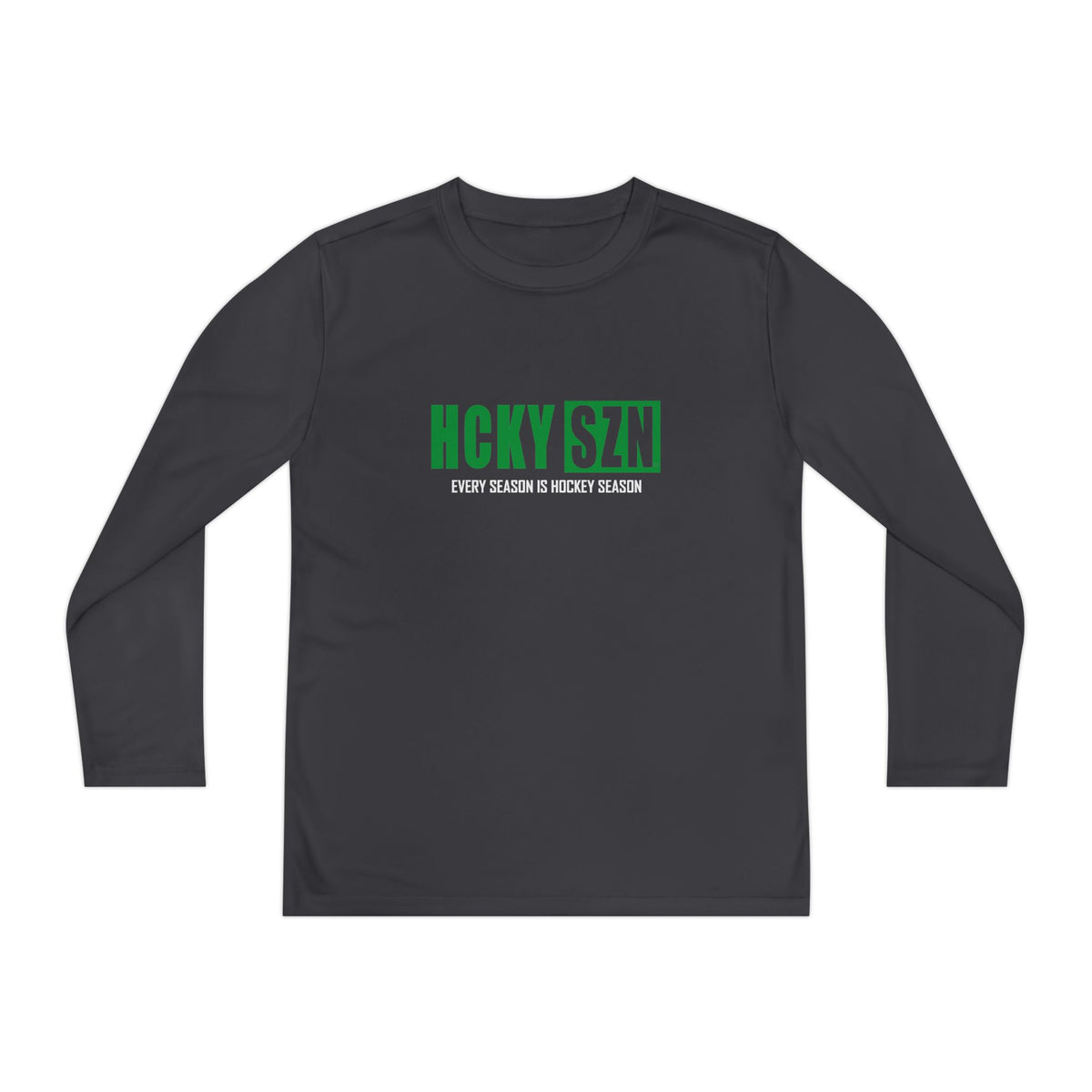 Every Season is HCKY SZN Youth Competitor Long Sleeve Tee (Green Logo) - Various Colors