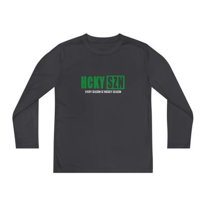 Every Season is HCKY SZN Youth Competitor Long Sleeve Tee (Green Logo) - Various Colors