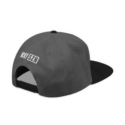 Upside Down HCKY SZN Embroidered Snapback Hat (Black/Charcoal)
