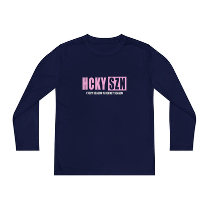Every Season is HCKY SZN Youth Competitor Long Sleeve Tee (Pink Logo) - Various Colors