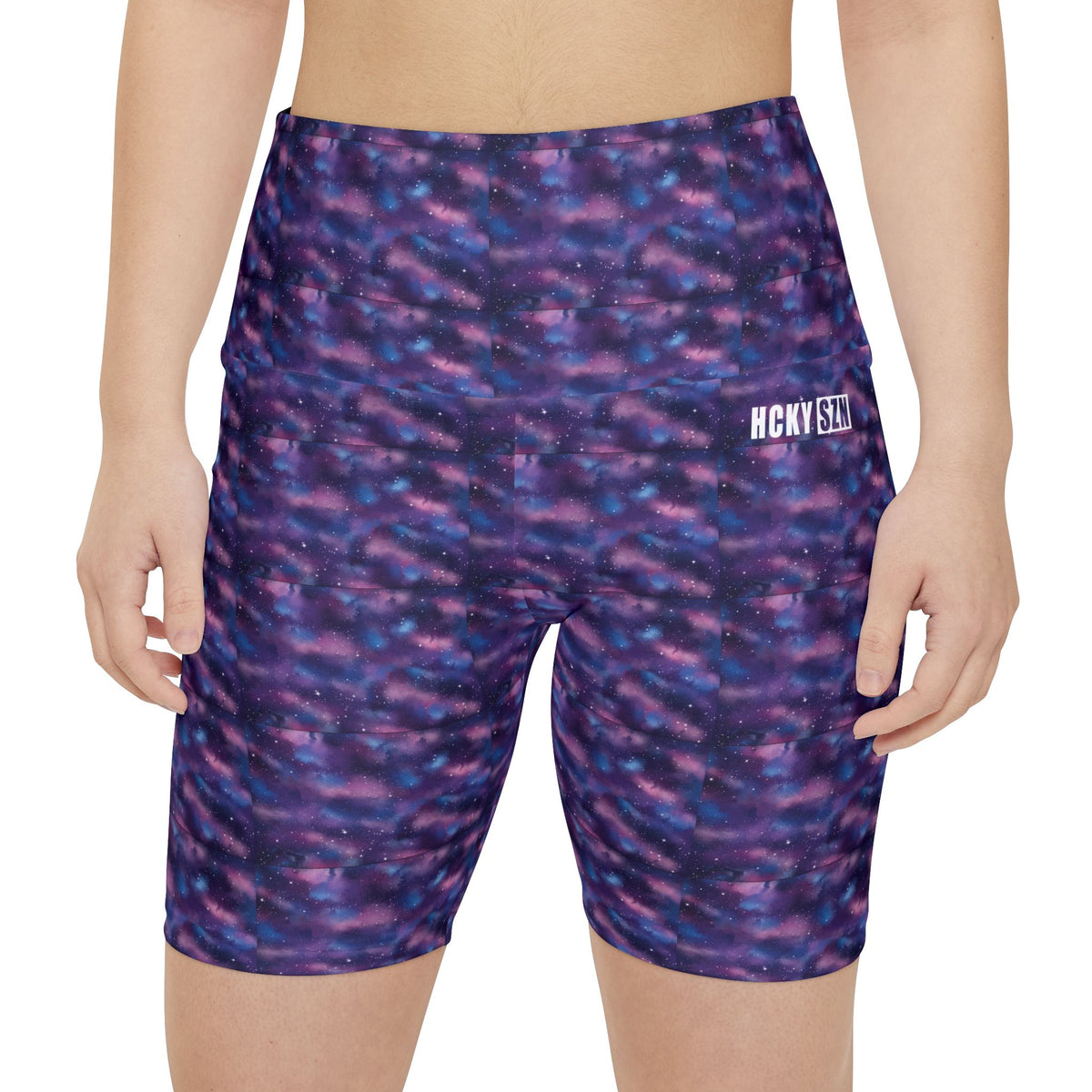 HKY SZN High Waisted Workout Shorts (Watercolor Galaxy)