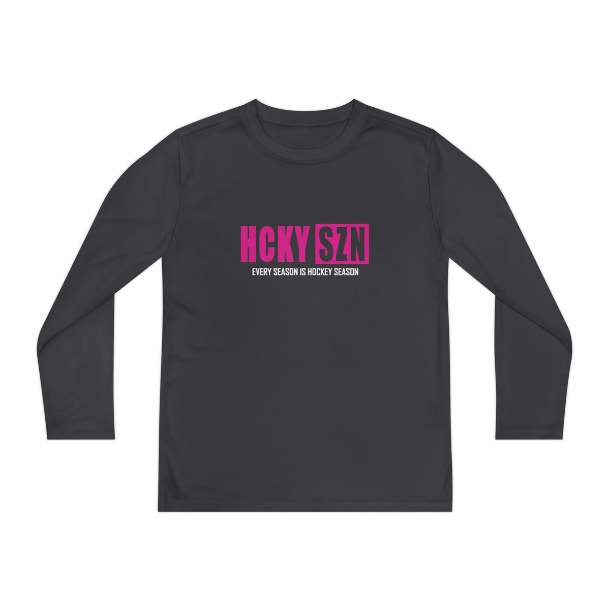 Every Season is HCKY SZN Youth Competitor Long Sleeve Tee (Hot Pink Logo) - Various Colors