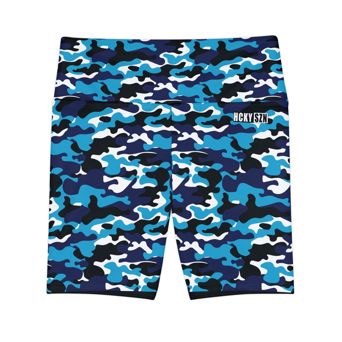 HKY SZN High Waisted Workout Shorts (Lightning Camo)