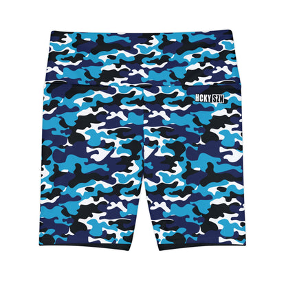 HKY SZN High Waisted Workout Shorts (Lightning Camo)