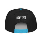 Upside Down HCKY SZN Embroidered Snapback Hat (Black/Aqua)