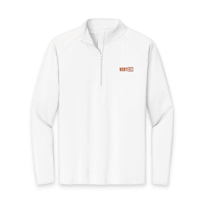 HCKY SZN Embroidered Quarter-Zip Pullover (White/Orange)
