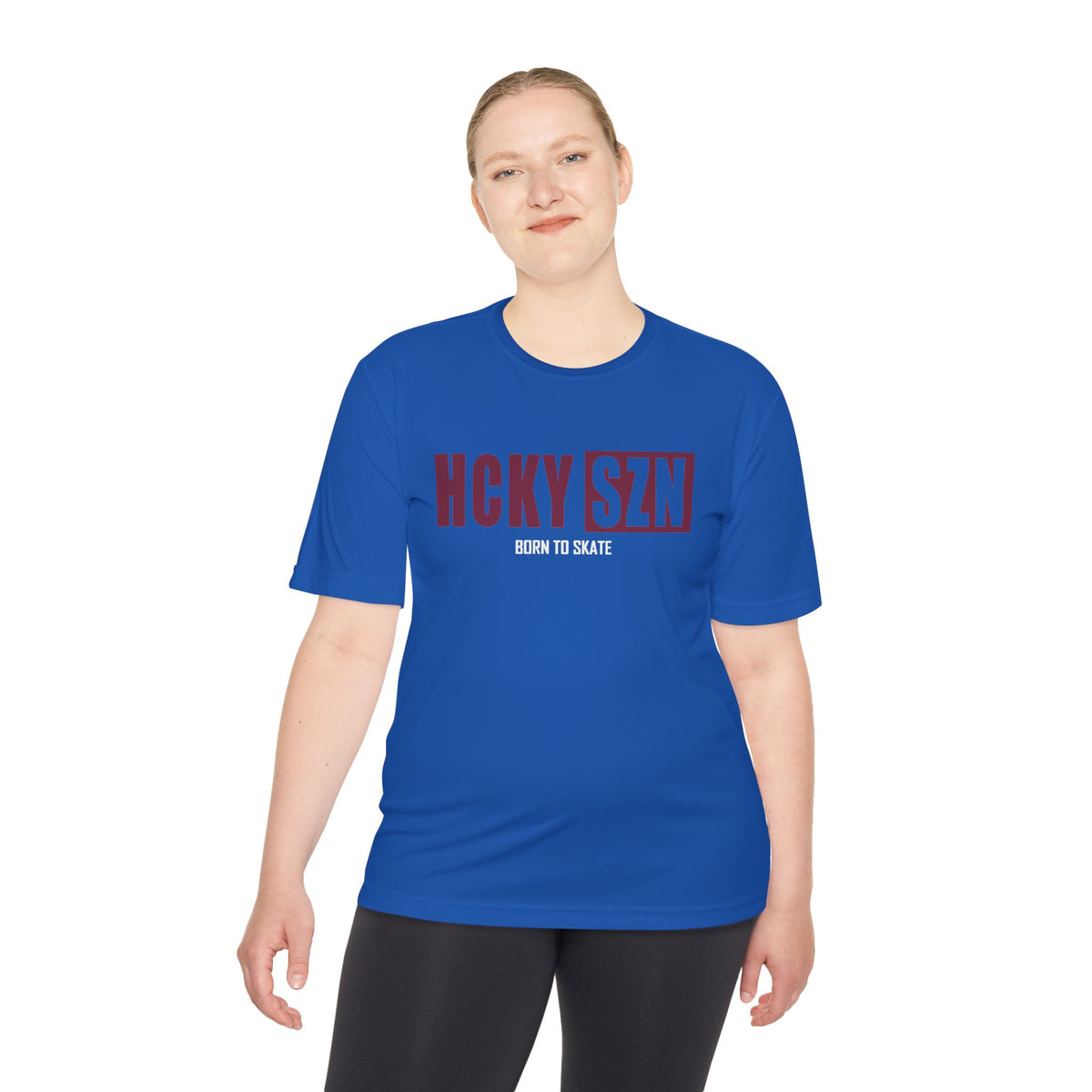 HCKYSZN (Born to Skate) Adult Performance Tee - Royal/Maroon/White
