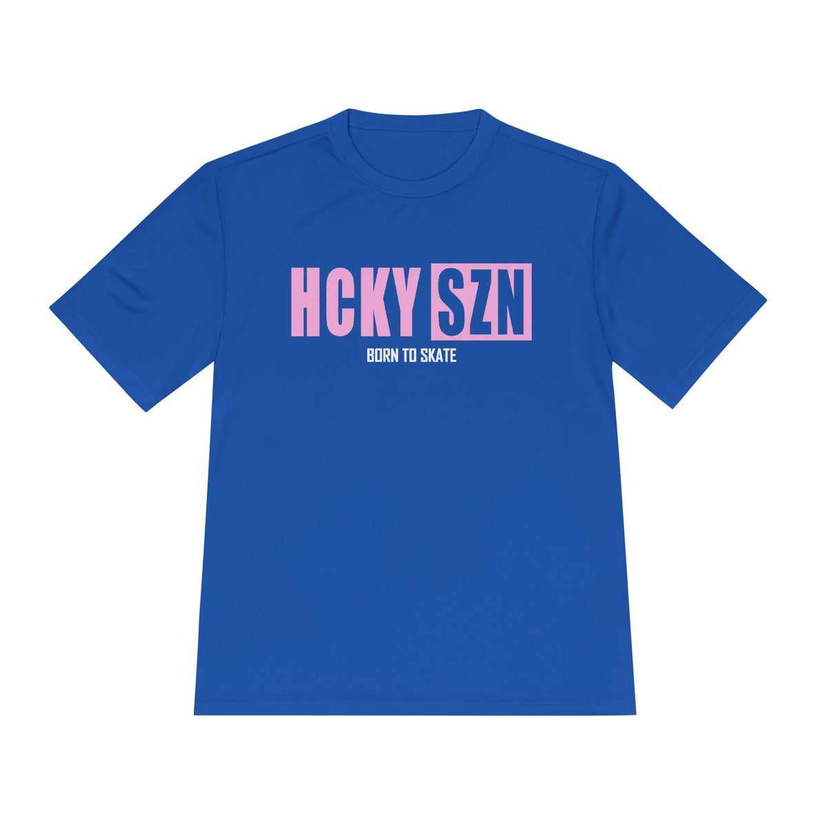 HCKYSZN (Born to Skate) Adult Performance Tee - Royal/Pink/White