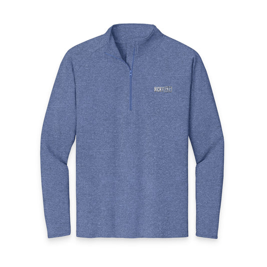 HCKY SZN Embroidered Quarter-Zip Pullover (Heather Navy/White)