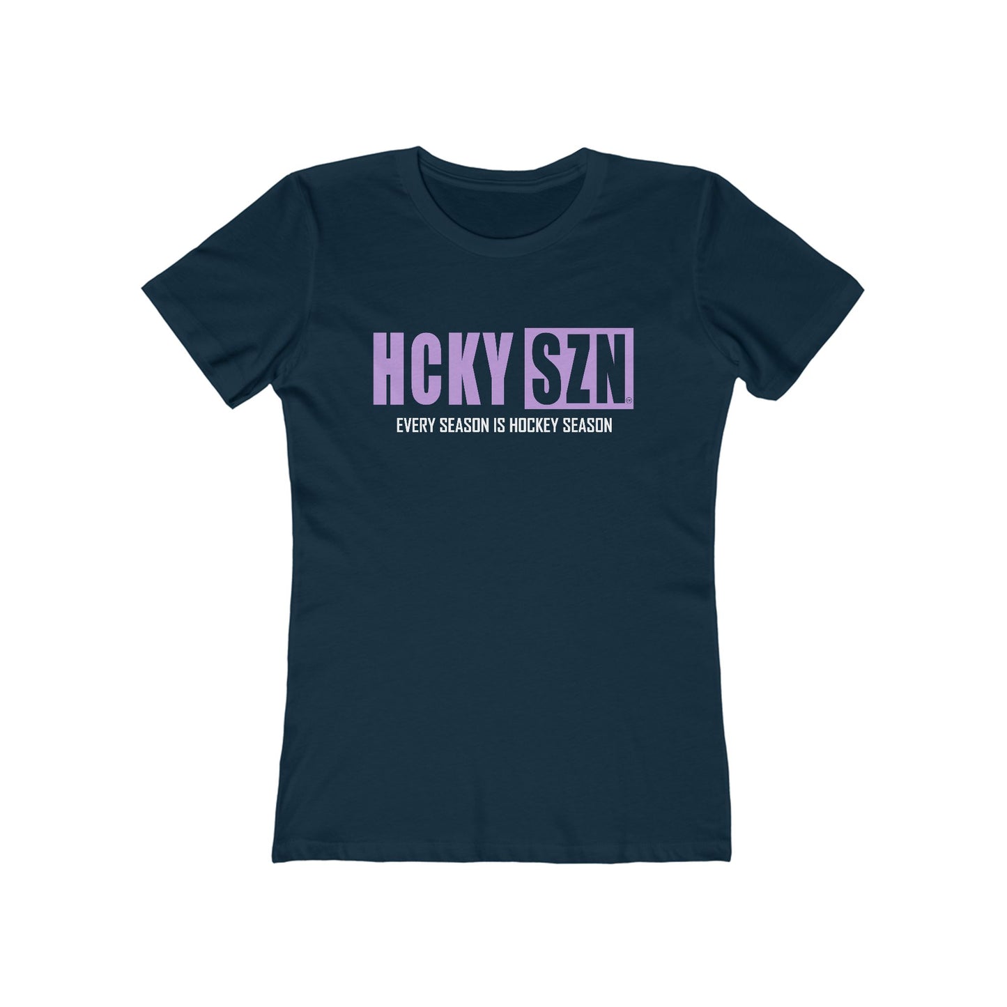 Every Season Is Hockey Season Women's Boyfriend Tee (Lavender Logo) - Various Colors