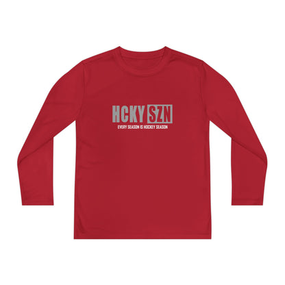 Every Season is HCKY SZN Youth Competitor Long Sleeve Tee (Grey Logo) - Various Colors
