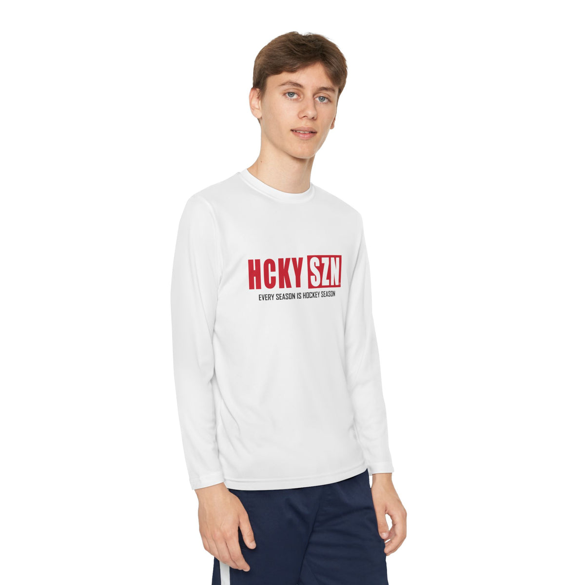 Every Season is HCKY SZN Youth Competitor Long Sleeve Tee (Red Logo) - Various Colors
