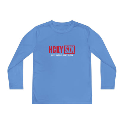 Every Season is HCKY SZN Youth Competitor Long Sleeve Tee (Red Logo) - Various Colors