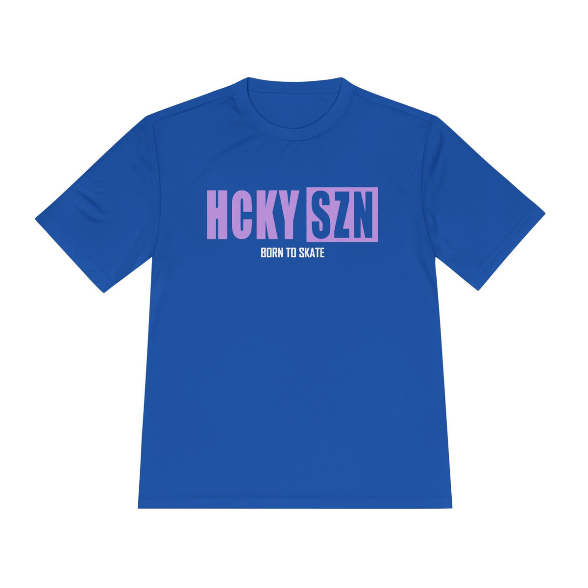 HCKYSZN (Born to Skate) Adult Performance Tee - Royal/Lavender/White