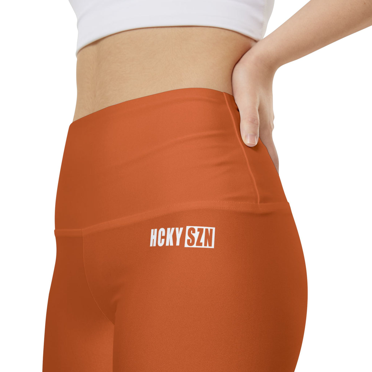 HKY SZN High Waisted Workout Shorts (Copper Orange)