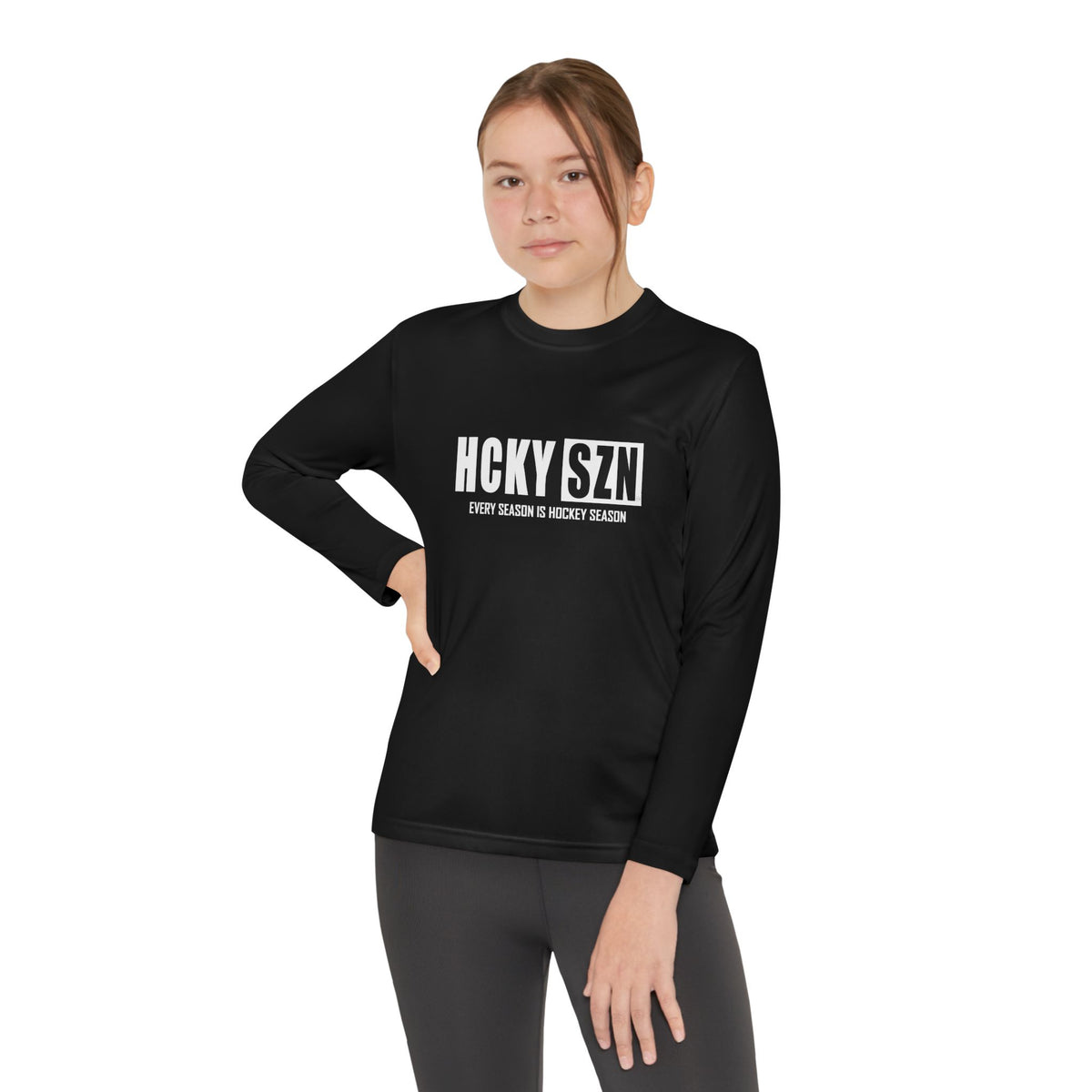Every Season is HCKYSZN Youth Performance Long Sleeve Tee - White Logo