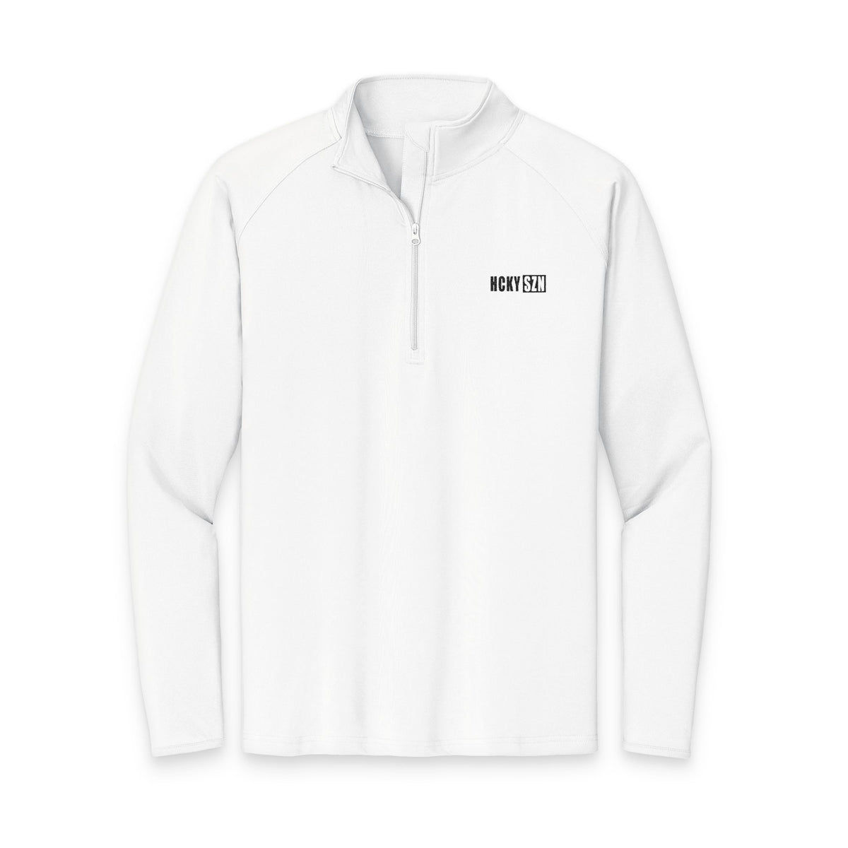 HCKY SZN Embroidered Quarter-Zip Pullover (White/Black)