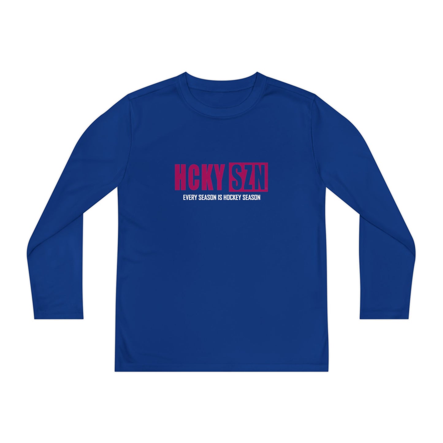 Every Season is HCKY SZN Youth Competitor Long Sleeve Tee (Raspberry Logo) - Various Colors