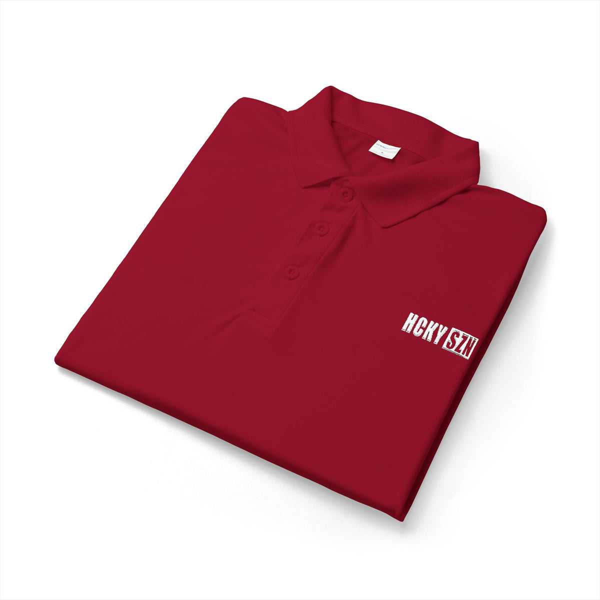 HCKY SZN Embroidered Performance Hockey Polo (Cardinal)